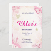 Rosa goldene Farbe Einladung (Vorne/Hinten)