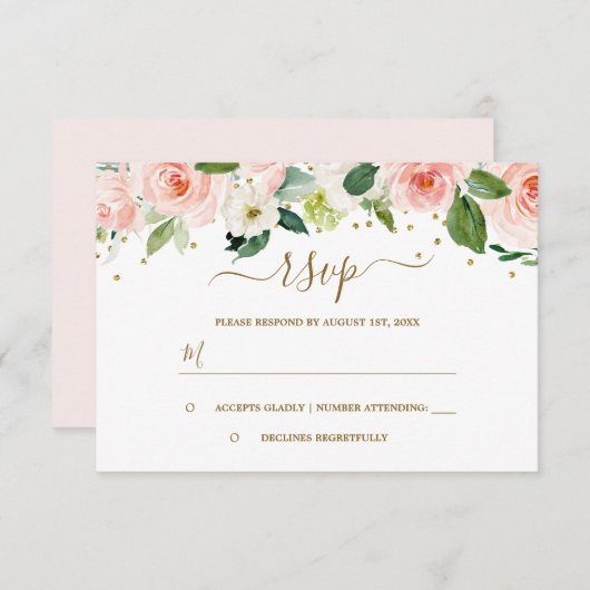 Rosa goldene Farbe RSVP Karte (Vorne/Hinten)