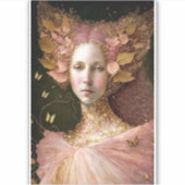 Rosa goldene Fee Fantastische Kunst Aufkleber (Vorderseite)