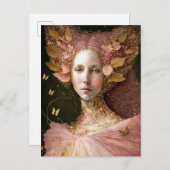 Rosa goldene Fee Fantastische Kunst Postkarte (Vorne/Hinten)