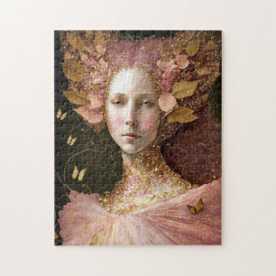 Rosa goldene Fee Fantastische Kunst Puzzle