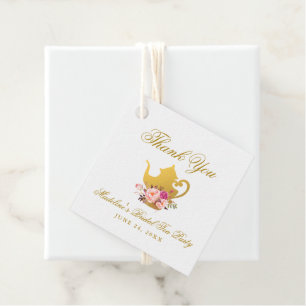 Rosa Goldene Florale Brautparty-Teeparty-Dankeschö Geschenkanhänger