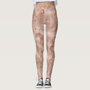 Rosa-goldene Ginkgoblätter Elegant Botanisch 1 Leggings
