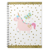Rosa & goldene Glitzer Einhorn Confetti Dots Girls Notizblock (Vorderseite)