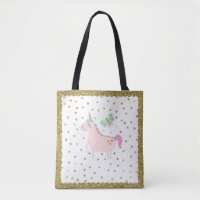 Rosa & goldene Glitzer Einhorn Confetti Dots Girls