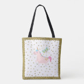 Rosa & goldene Glitzer Einhorn Confetti Dots Girls Tasche (Rückseite)