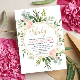 Rosa goldene grüne, elegante Mädchendusche Einladung