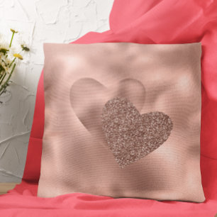 Rosa Goldene Herzen Valentinstag Liebe Kissen