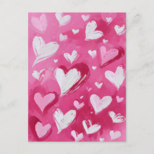 Rosa goldene Herzen Valentinstagskarte  Postkarte