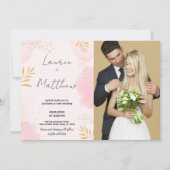 Rosa Goldene Hochzeit Einladungen mit Foto (Vorderseite)