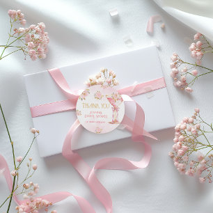Rosa Goldene Hochzeitsdusche Danke Runder Aufkleber