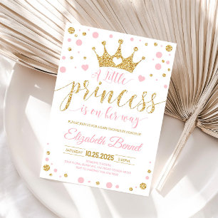 Rosa Goldene Kleine Prinzessin Baby Shower Einladu Einladung
