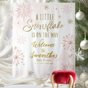 Rosa Goldene Kleine Schneeflocke Baby Shower Hinte Wandteppich