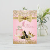 Rosa Goldene Königin Prinzessin 15. Geburtstag Einladung (Stehend Vorderseite)