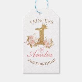 Rosa Goldene Kronprinzessin 1. Geburtstag Party Geschenkanhänger