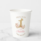 Rosa Goldene Kronprinzessin 1. Geburtstag Party Pappbecher (Rückseite)