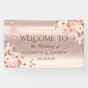 Rosa Goldene Lichterkette Rosen Hochzeitsbanner Banner
