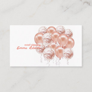 Rosa Goldene Luftballons Moderne Visitenkarte