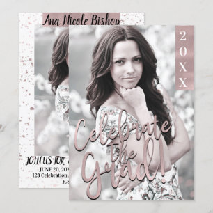 Rosa Goldene Moderne Abschlussfeier Einladung