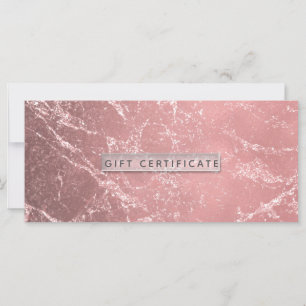 Rosa Goldene Moderne Marmor Geschenk Zertifikat