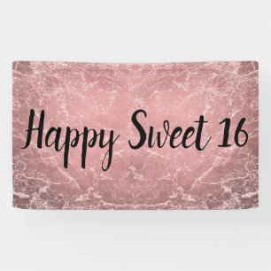 Rosa Goldene Moderne Trendige Marmor Party Banner