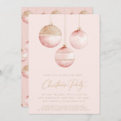 Rosa goldene Ornamente Minimalistisches Party Einladung (Vorne/Hinten)