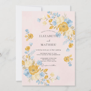Rosa-goldene Pfingstrosen-Hochzeit Einladung