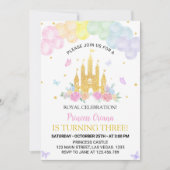 Rosa Goldene Prinzessin Burg Geburtstag Einladung (Vorderseite)