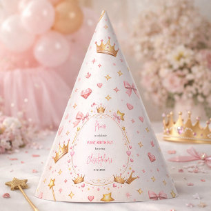 Rosa Goldene Prinzessinnenkrone Märchen 1. Geburts Partyhütchen