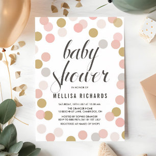 Rosa Goldene Punkte Baby Mädchen Shower Einladung