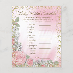 Rosa Goldene Rosen Babys Atem Mädchen Baby Shower Flyer