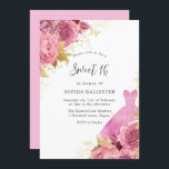 Rosa & goldene Sparkle Dress Rose Sweet 16 Party Einladung<br><div class="desc">Pink & Gold Sparkle Dress Rose Sweet 16 Party Einladungen Mehr elegante Blumenmotive in unserem Shop! Sehen Sie sich die passende Kollektion in unserem Shop an</div>