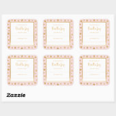 Rosa goldene Sterne Babydusche Buchzeichen Quadratischer Aufkleber (Blatt)