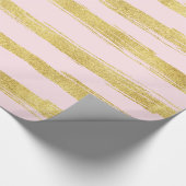 Rosa goldene Streifen Geschenkpapier (Ecke)