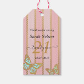 Rosa goldene Streifen und Schmetterling Geschenkanhänger (Vorderseite)