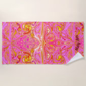 Rosa/goldene Swirbelsäule Abstrakt Strandtuch (Vorderseite)