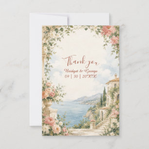 Rosa Goldene Tropische Hochzeitsreise Luxe Dankeskarte