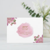 Rosa goldene Wasserfarben Blumen Moderne Hochzeit RSVP Karte (Stehend Vorderseite)