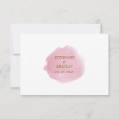 Rosa goldene Wasserfarben Blumen Moderne Hochzeit RSVP Karte (Rückseite)