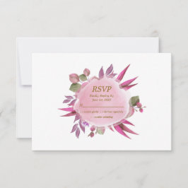 Rosa goldene Wasserfarben Blumen Moderne Hochzeit RSVP Karte