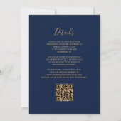Rosa-goldener Achat-Navyblauer QR-Code-Hochzeit Einladung (Rückseite)