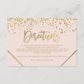 Rosa goldener Glitzer Streifen Wegbeschreibung Bab Begleitkarte (Vorderseite)