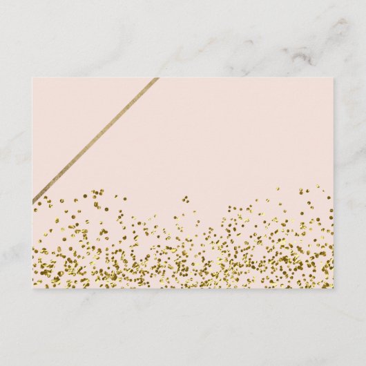 Rosa goldener Glitzer Streifen Wegbeschreibung Bab Begleitkarte (Rückseite)