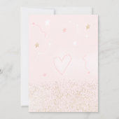 Rosa goldener Glitzer über der Mond-Babydusche Einladung (Rückseite)