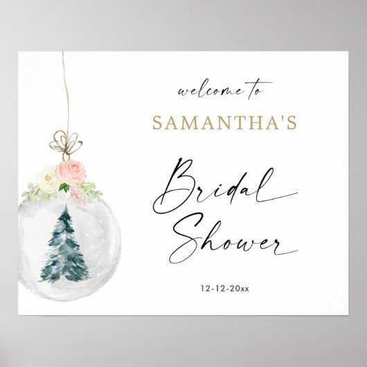 Rosa goldenes Brautparty Begrüßungszeichen Poster (Vorne)