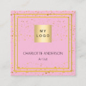 Rosa goldenes Foto Logo QR Quadratische Visitenkarte (Vorderseite)