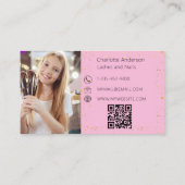 Rosa goldenes Foto - moderner QR-Code Visitenkarte (Rückseite)