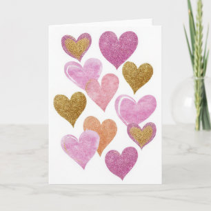 Rosa goldenes Herzdesign Valentinstagskarte Karte