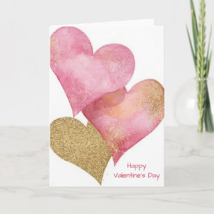Rosa goldenes Herzdesign Valentinstagskarte Karte