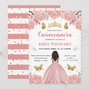 Rosa Goldenes Kleid Dunkle Haut Prinzessin Quincea Einladung